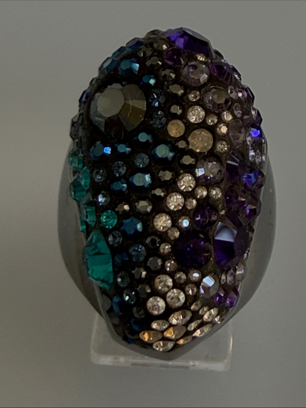 Swarovski Teal, Blue & Purple Crystal Pavé Cocktail Ring